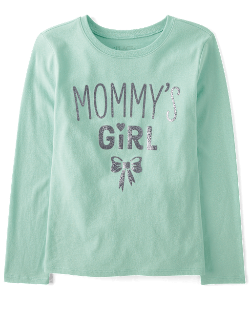 Girls Long Sleeve Mommy's Girl Graphic Tee - GREEN | The