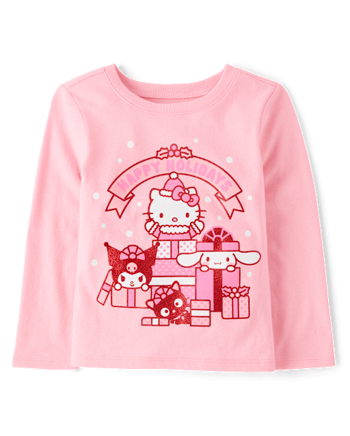 Toddler Girls Long Sleeve Hello Kitty And Friends Glitter Happy