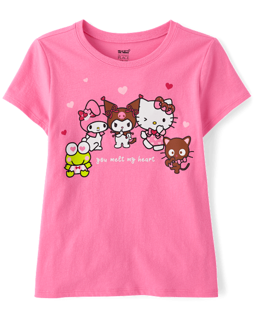 Girls Short Sleeve Hello Kitty And Friends Melt My Heart Graphic
