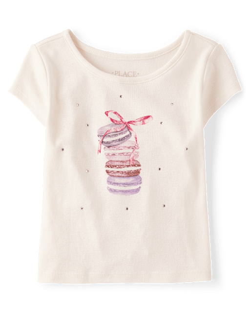 Girls Short Sleeve Embellished Graphic Baby Tee - WHITE | The