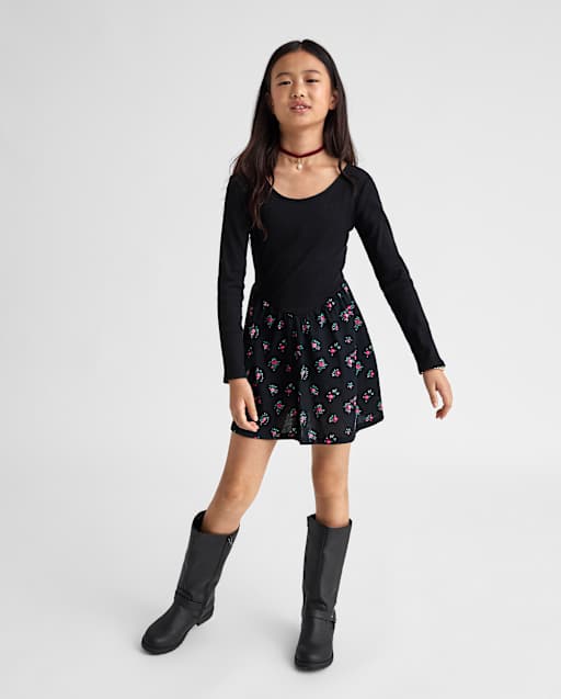 childrens place dress Girls Floral Cold Shoulder Ruffle Dress
