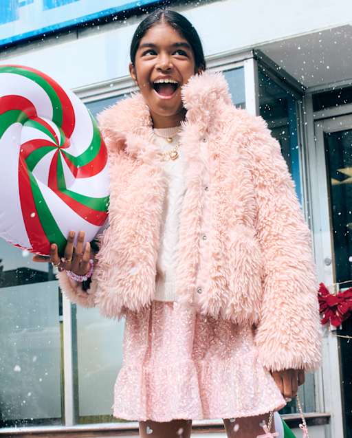pamie SHEEP COAT for Kids ファー　コート Girls Long Sleeve Faux Fur Coat - PINK | The Children's Place