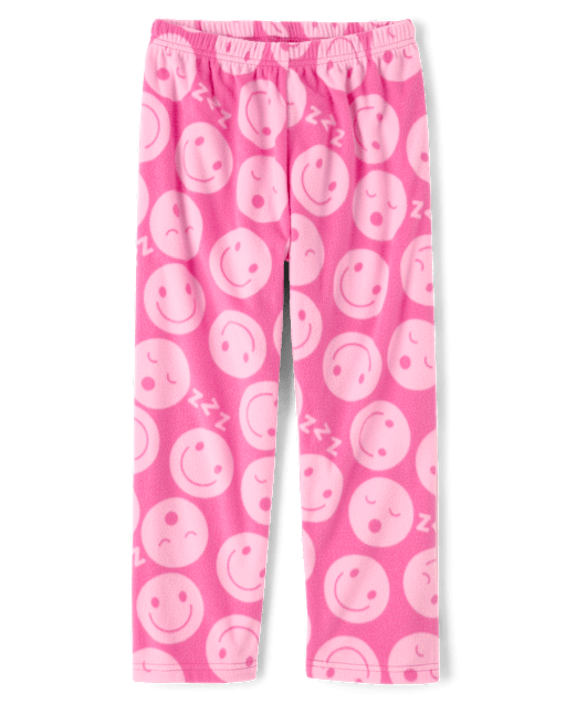 Girls Happy Face Microfleece Pajama Pants - PINK | The Children's