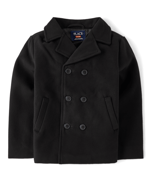 Boys Long Sleeve Pea Coat - BLACK | The Children's Place