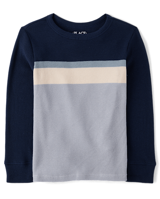 Boys Long Sleeve Colorblock Thermal Top - BLUE | The Children's Place