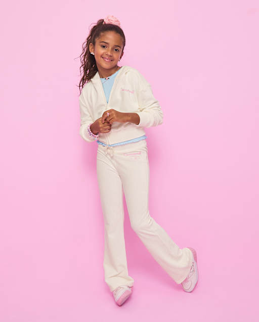 Girls Active Hello Kitty Embroidered Velour Flare Lounge Pants