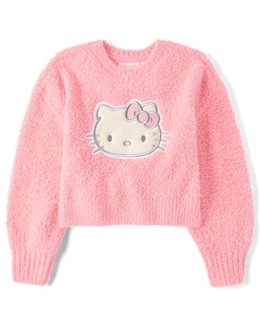 Girls Long Sleeve Hello Kitty® Applique Sweater - PINK | The