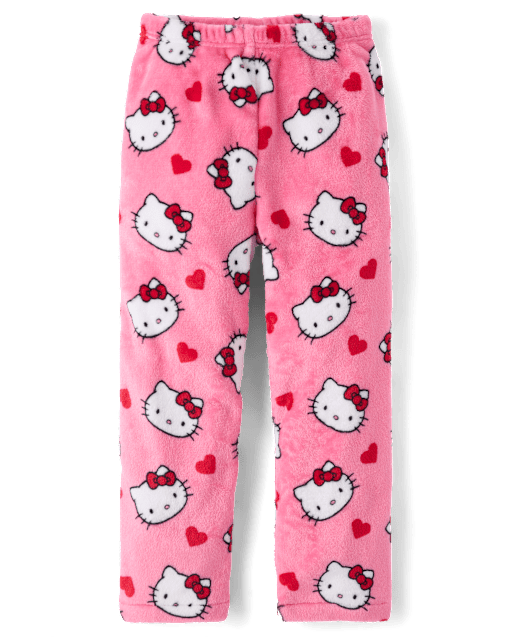Girls Hello Kitty Heart Fleece Pajama Pants - PINK | The
