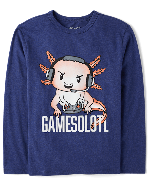 Boys Long Sleeve Gamesolotl Graphic Tee - BLUE | The Children's Place
