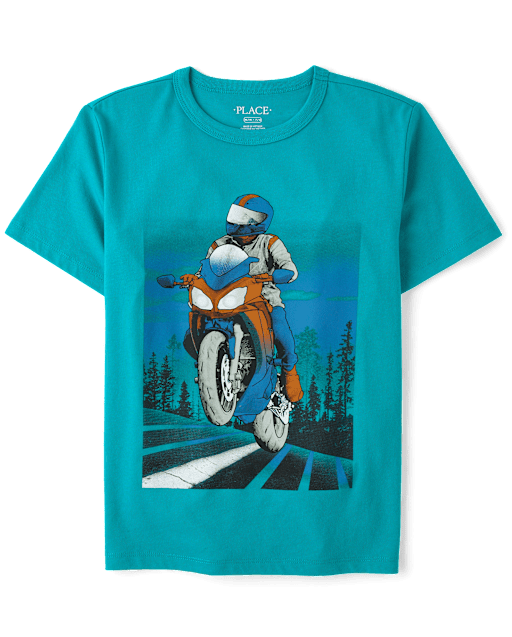 Kidsページ Boys Short Sleeve Motorcycle Graphic Tee - AQUA | The Children's Place