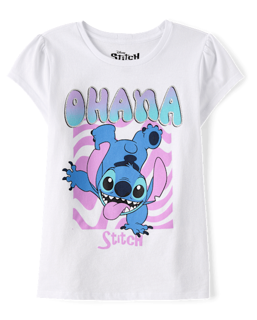 Girls Short Sleeve Stitch Ohana Graphic Tee - WHITE | The