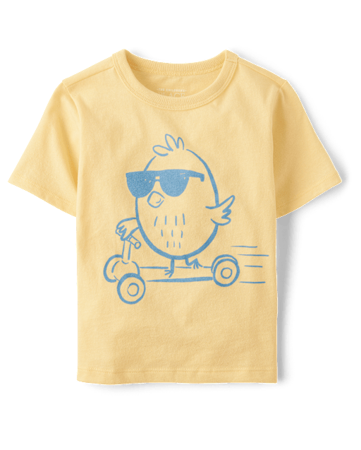 Baby And Toddler Boys Short Sleeve Easter Chick Scooter Graphic