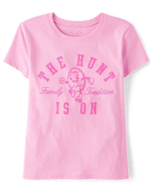 Girls Matching Family Short Sleeve Easter The Hunt Is On Graphic