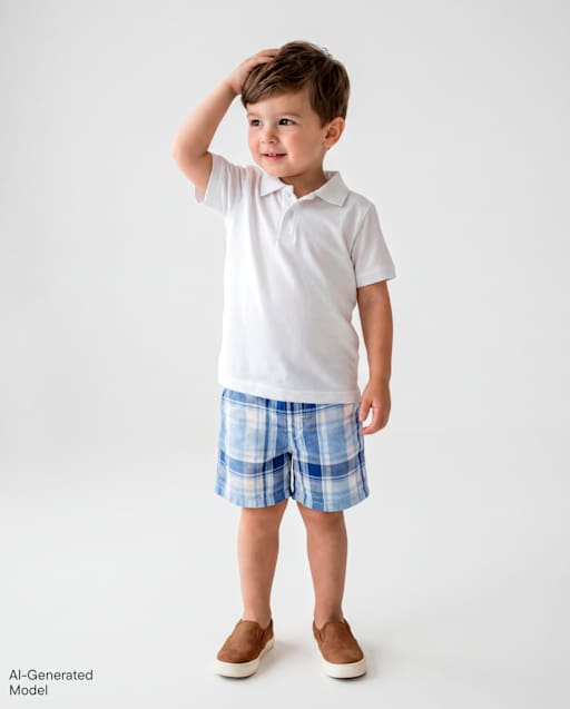 Baby And Toddler Boys Plaid Chino Shorts - BLUE | The Children's
