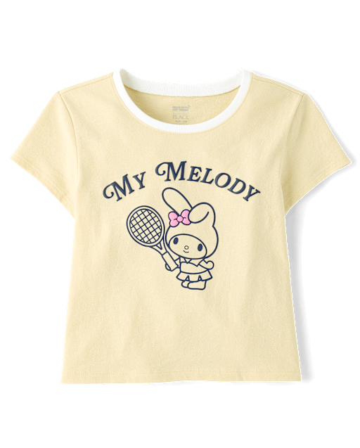 Girls Short Sleeve My Melody Puff Print Tennis Ringer Baby Tee