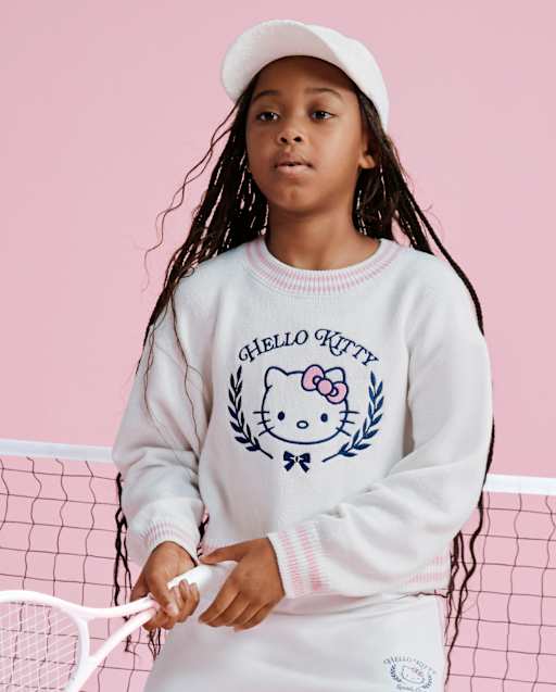 Girls Long Sleeve Hello Kitty Embroidered Sweater - WHITE | The