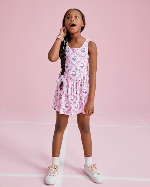 Girls Sleeveless Hello Kitty Quick Dry Tennis Cut Out Active Dress