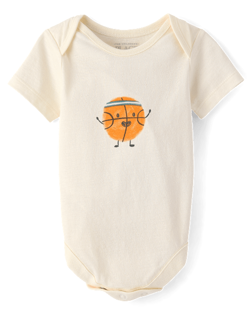 Baby Basketball Graphic Bodysuit - Cream