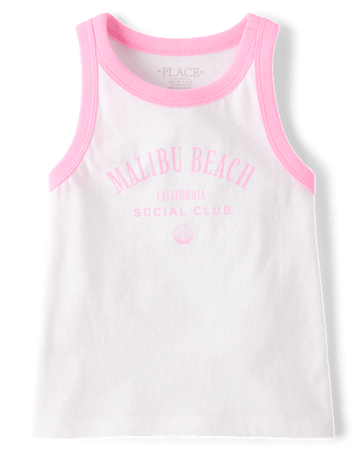 Girls Sleeveless Colorblock Graphic Tank Top - WHITE | The