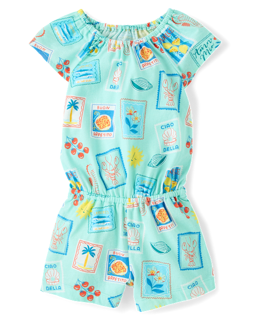 The Children's Place Baby & Toddler Girls Short Sleeve Flutter Romper, Sizes 6m-5t, Infant Girl's, Size: 4T, Green