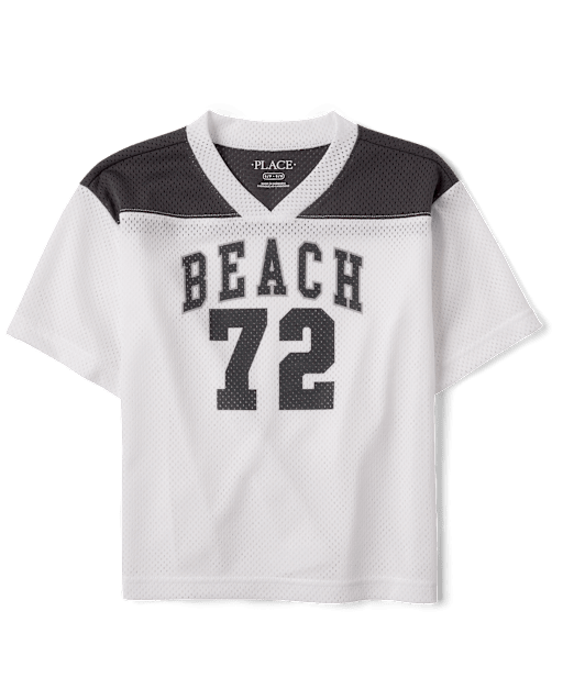 Boys Short Sleeve Quick Dry Varsity Mesh Football Jersey - GRAY