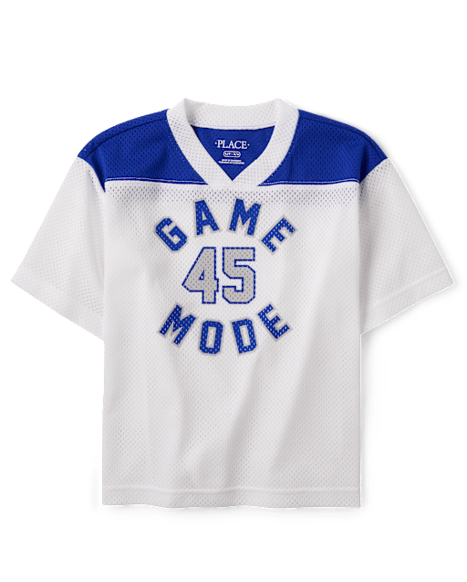 ウェア CASH FOOTBALL JERSEY Boys Short Sleeve Quick Dry Varsity Mesh Football Jersey - BLUE