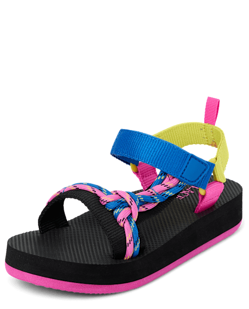 Girls Colorblock Cord Webbed Platform Sandals - BLACK | The