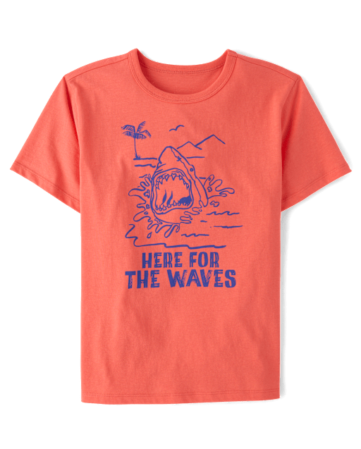 Boys Short Sleeve Here For The Waves Graphic Tee - ORANGE | The