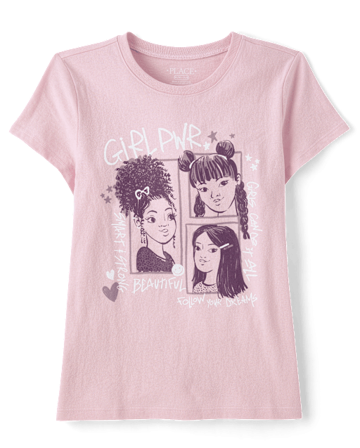 Girls Short Sleeve Girl Power Graphic Tee - PURPLE | The