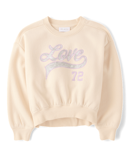 Girls Active Long Sleeve Embellished Premium Fleece Cropped