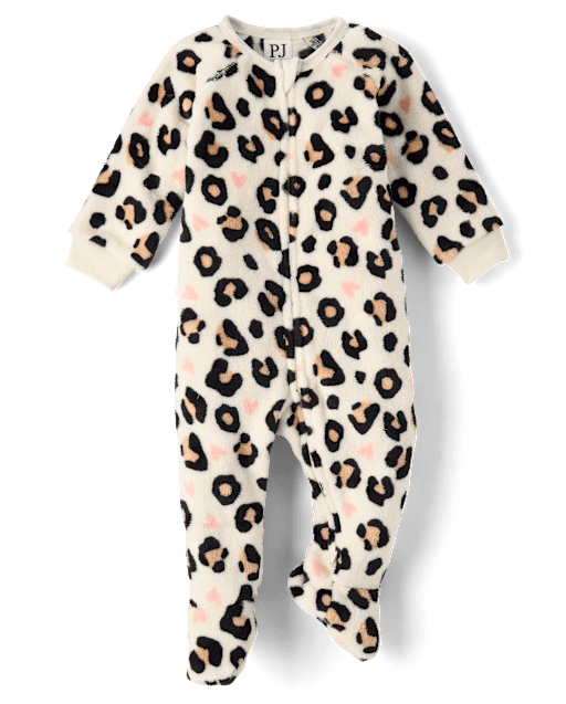 パーツ PLAY GIRL Baby And Toddler Girls Long Raglan Sleeve Leopard Heart Footed One