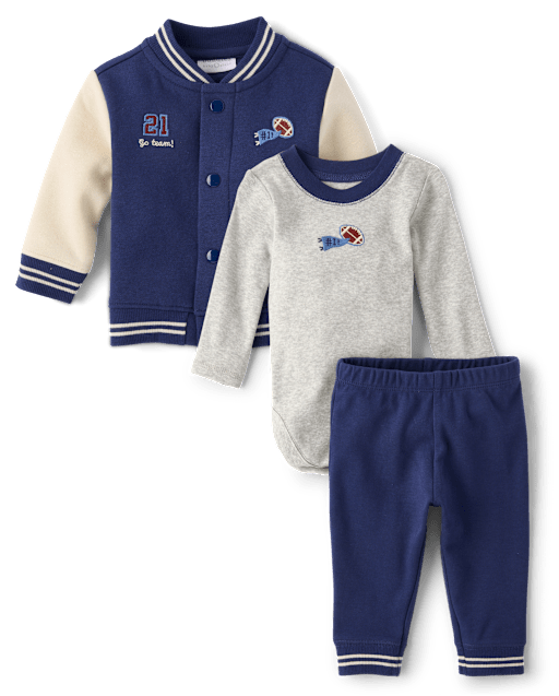 Baby Boys Varsity 3-Piece Playwear Set - Blue