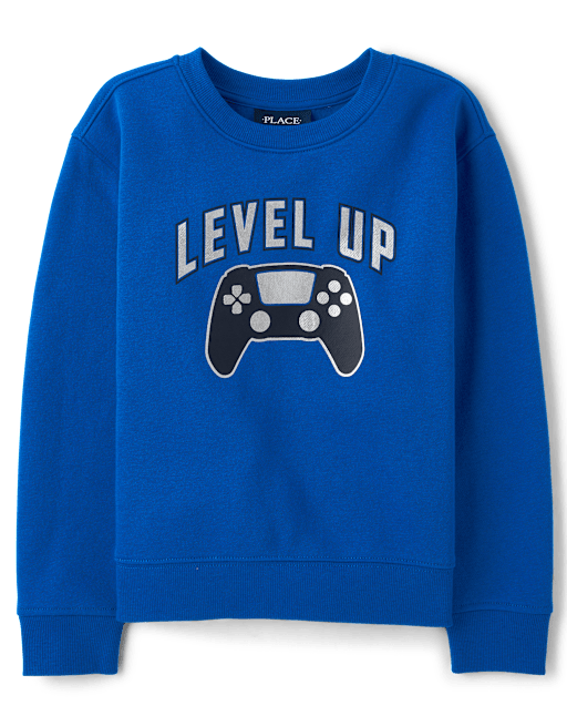 Boys Long Sleeve Embellished Premium Fleece Sweatshirt - BLUE