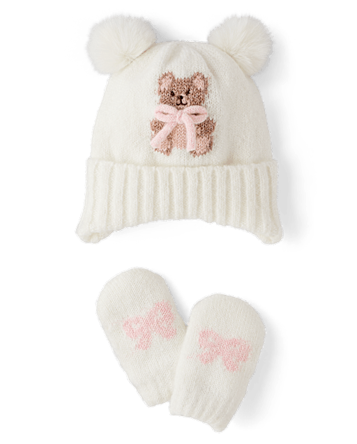 Baby Girls Intarsia Bear 2-Piece Cold Weather Set - MULTI | The