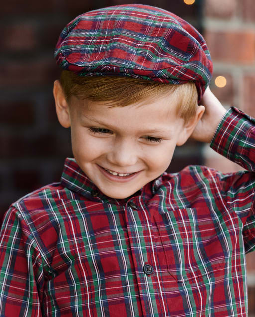 Boys Plaid Newsboy Hat - Family Celebrations Red - RED | Gymboree