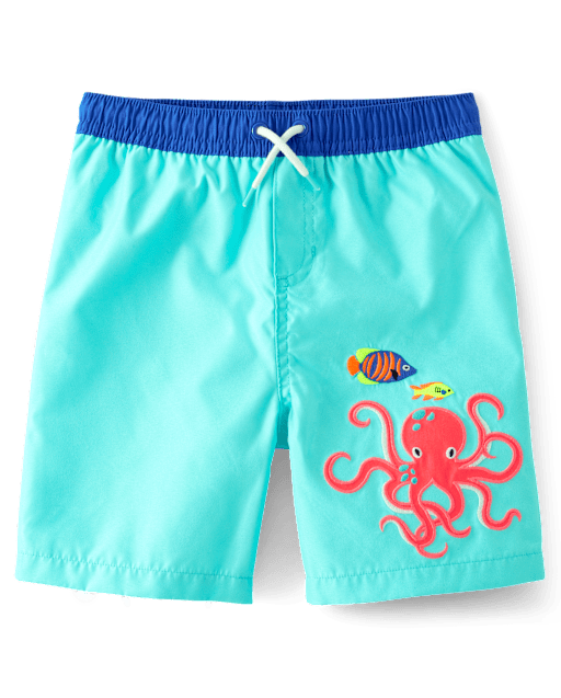 Boys Embroidered Octopus Swim Trunks - Splish-Splash - BLUE | Gymboree