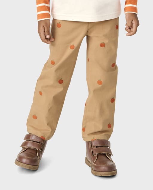 Boys Schiffli Pumpkin Twill Woven Chino Pants - Lil' Pumpkin