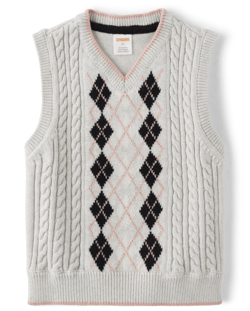 Boys Sleeveless Argyle Sweater Vest - Ladies And Gentlemen - GRAY