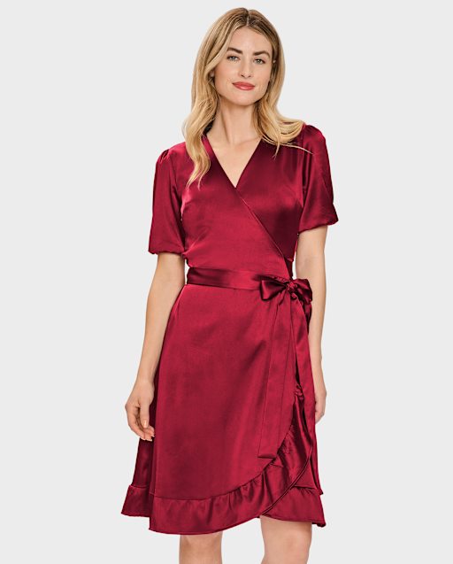 red christmas wrap dress Gymboree Girls' Tie Front Dresses knee length Machine wash