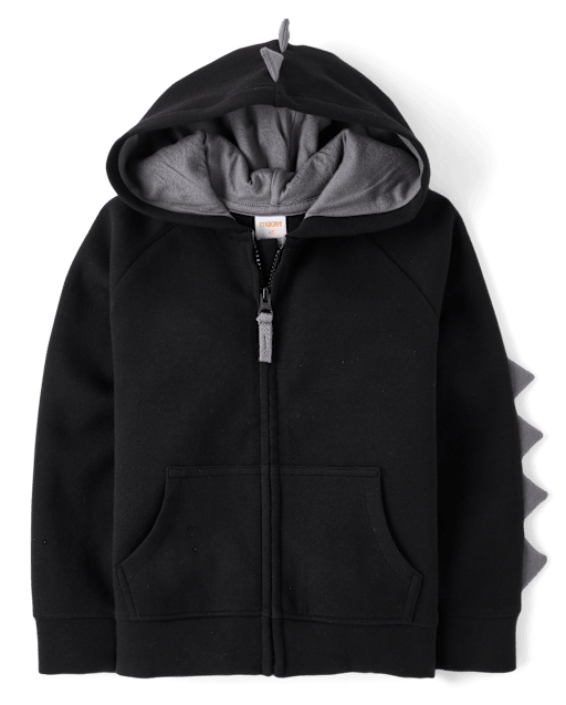 Boys Long Sleeve Dino Spike Scuba Zip Up Hoodie - Dino Friends