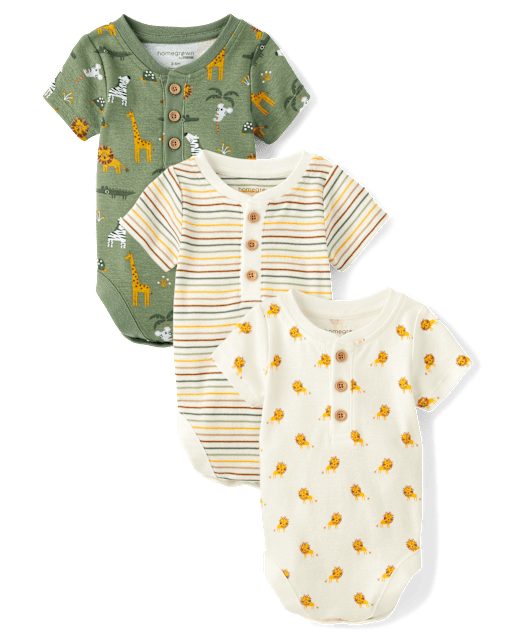 Baby Boys Long Sleeve Animal Bodysuit 3-Pack - GREEN | Gymboree