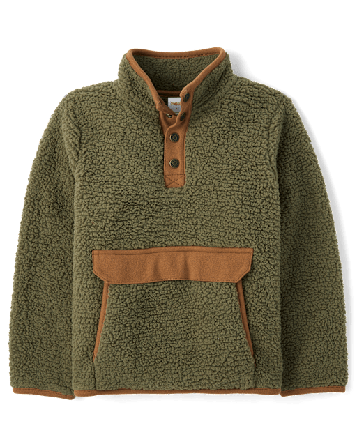 Kids Active Long Sleeve Half Snap Sherpa Pullover - Highland Hills