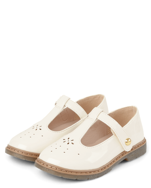 Girls Perforated T-Strap Mary Jane Shoes - Magical Meadows - GRAY