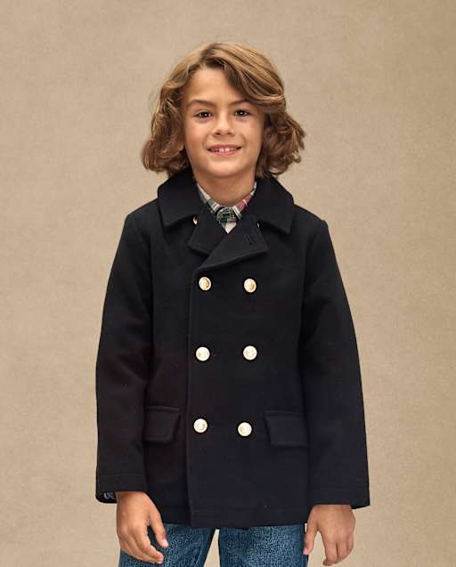 Boys Long Sleeve Peacoat - Royal Christmas - BLACK | Gymboree