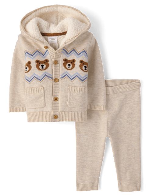 Baby Bear Fairisle Long Sleeve Sweater And Pants 2-Piece Outfit