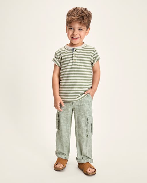 Boys Linen Blend Cargo Pants - Linen Edit - GREEN | Gymboree