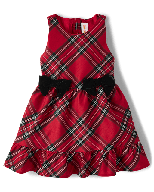 checkered red and black dress Girls Sleeveless Plaid Bow Ruffle - Tartan Remix - the perfect mix of