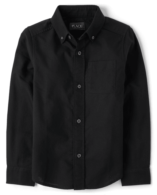 4t black dress shirt The Children's Place Boys Uniform Long Sleeve Oxford Button Down XXL (16) Size:8