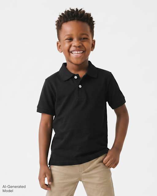 infant black dress shirt Baby And Toddler Boys Uniform Short Sleeve Pique Polo - Bow tie