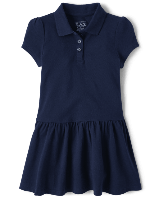 navy blue toddler dress The Children's Place Girls Uniform Short Sleeve Pique Knit Polo 2T Size:UK 8.5 (Pre-Order) LowStock:43477990834227 Lands' End Departure V-Neck Uniform dress The cotton and spandex